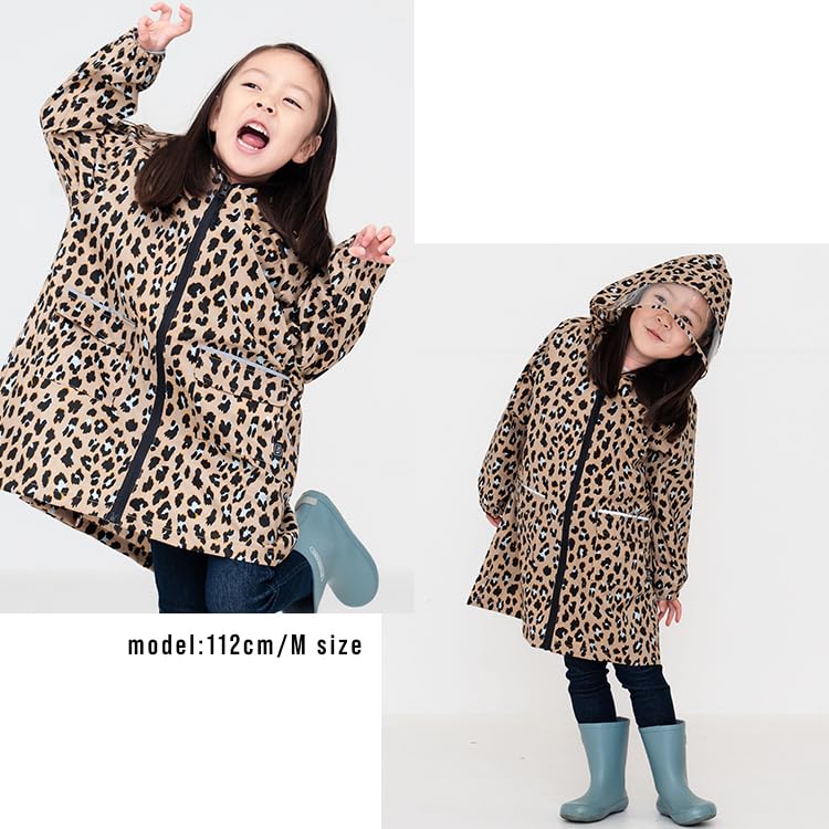 Kiu Kids and Perfect for and Rainy Rain Poncho with Storage and Perfect for and Elementary Stylish and Compatible with School Leopard Raincoat,