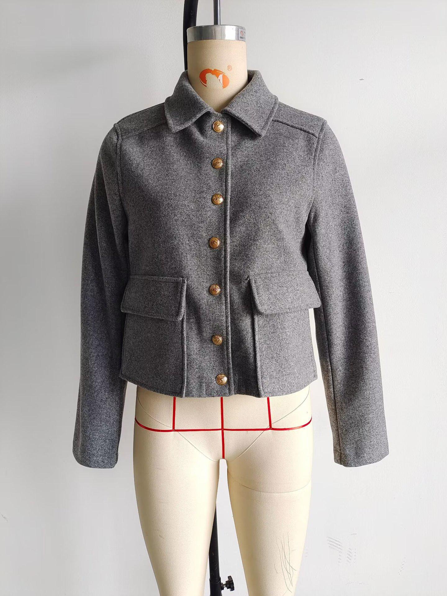 

Женское пальто-жакет на одной пуговице с лацканами и карманами, европейского и американского стиля, коллекция весна-осень 2025 S серый