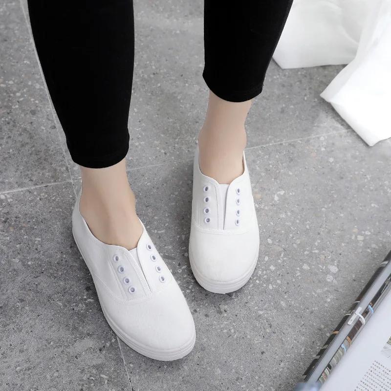 Fashion Autumn Loafers Canvas Shoe Sneakers for Women Shoes Breathable Women's Casual Shoes Lace Up WomanWhite Shoes Flats