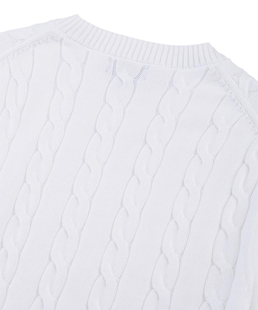 BROOKS BROTHERS Cotton Cable Crew Neck Sweater (White) (Bbwrmf7368Aes)