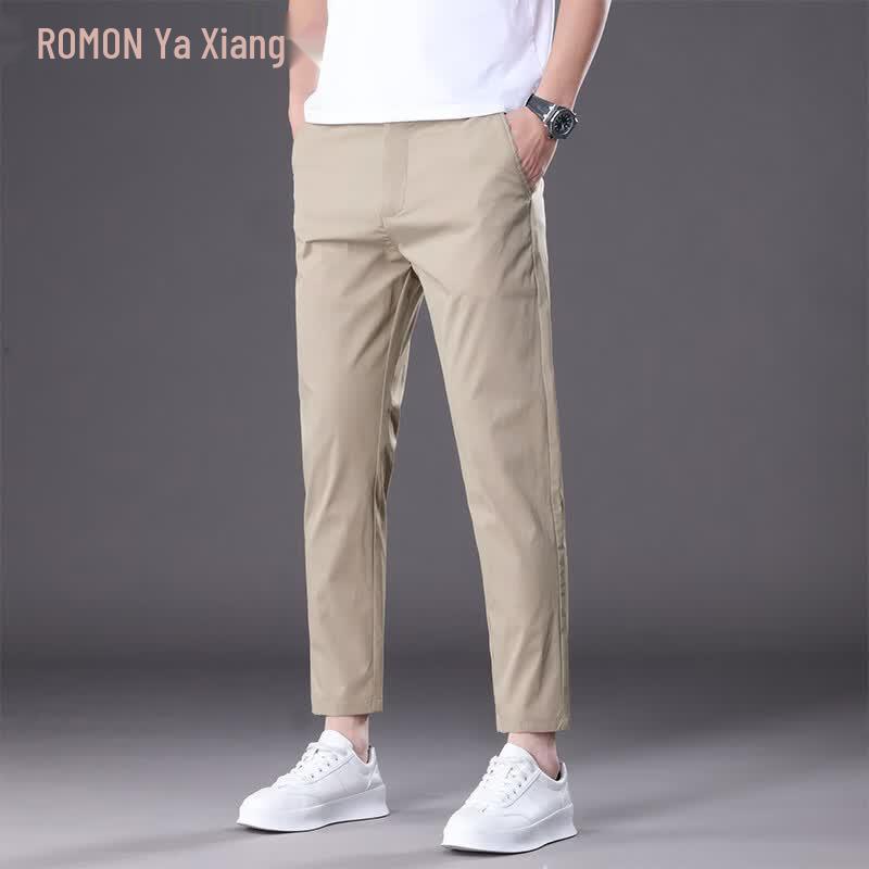 ROMON Men s Slim Fit Ice Silk Straight Leg Casual Pants 34