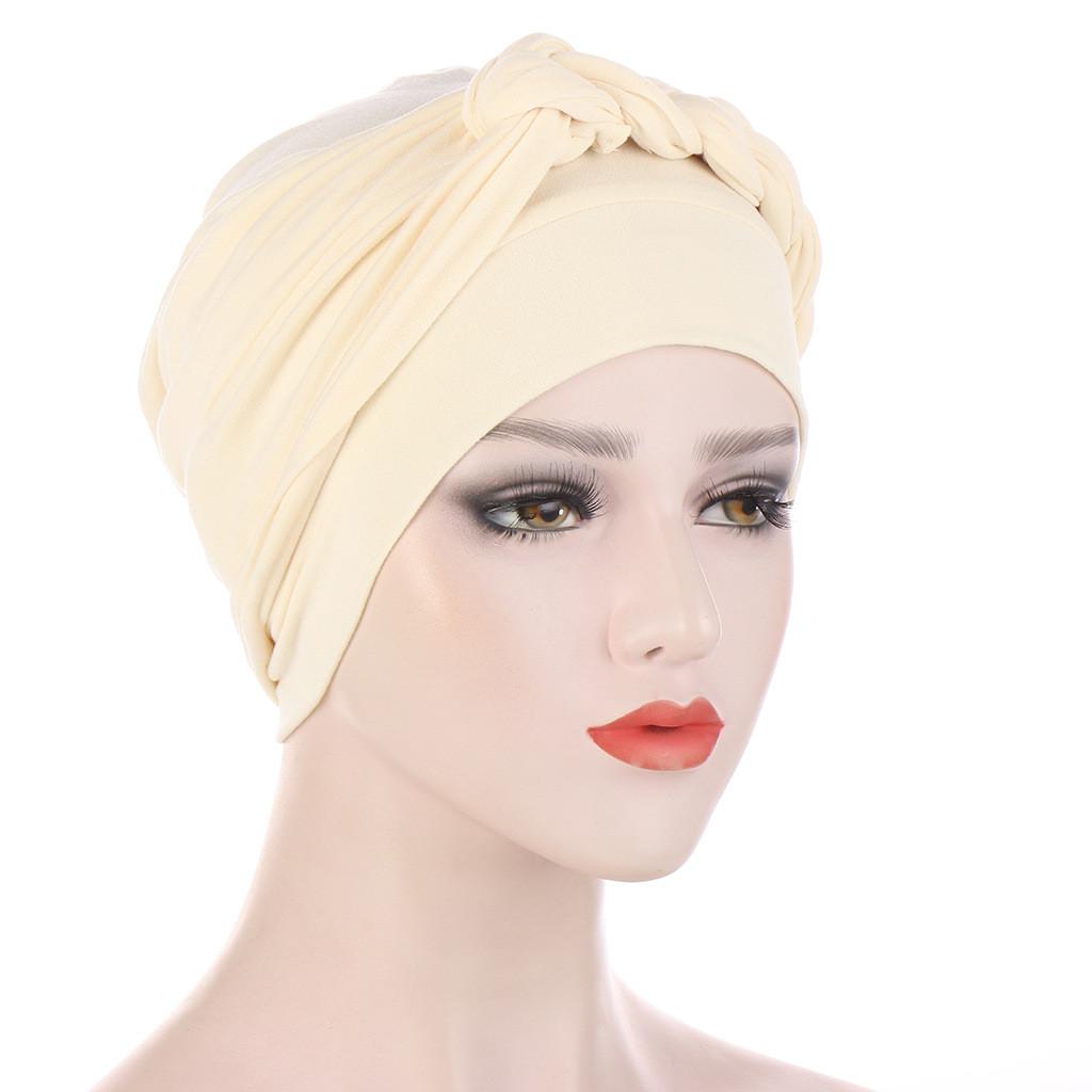 Comfortable Polyester Turban Hat With Braid Design For Men And Women