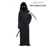 Kids' Luminous Red-Eyed Grim Reaper Halloween Costume Set with Scythe