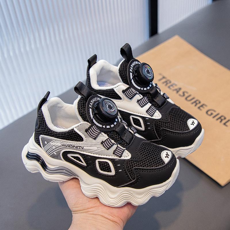 

Children s sports shoes spring and autumn new middle-aged and older children s dad shoes casual rotating button breathable color matching running shoe 26