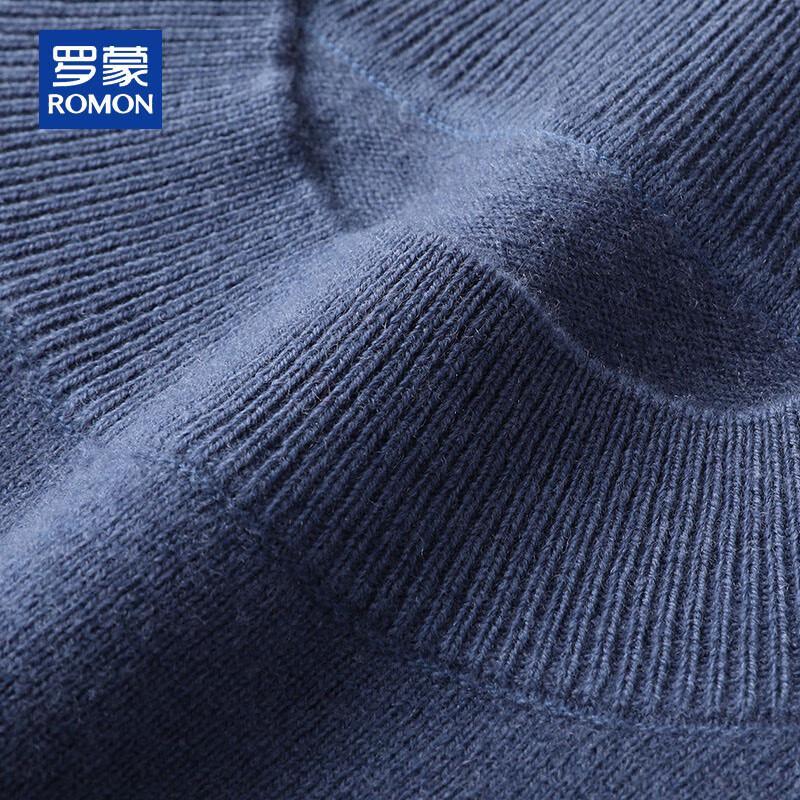 ROMON Men's 100% Pure Wool Round Neck Pullover Sweater