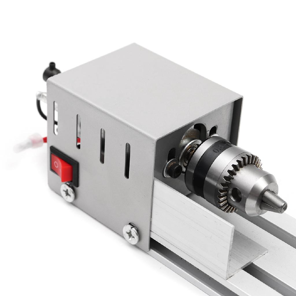 DC 12-24V Mini Lathe Beads Machine Woodwork DIY Lathe Standard Set with Carving Cutter Wood Lathe