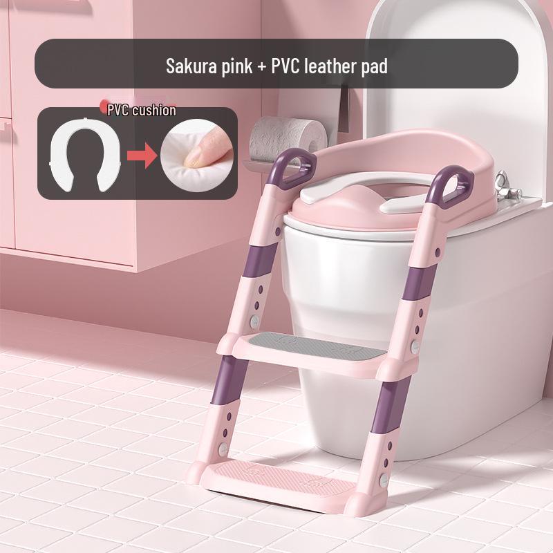 Foldable Children's Potty Training Ladder with Handrails - Step Stool for Boys and Girls