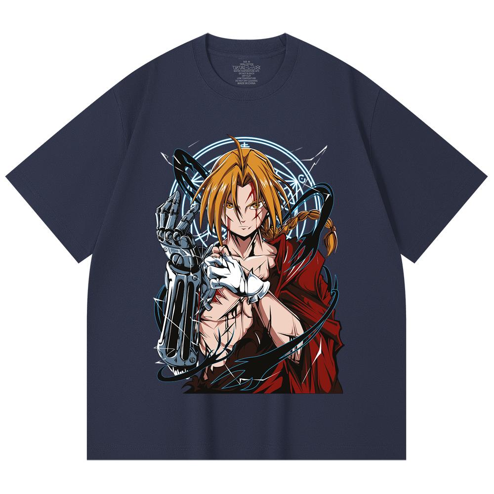 230 Gsm 100% Cotton Fullmetal Alchemist V6 Edward Print Unisex Heavy Cotton T Shirt