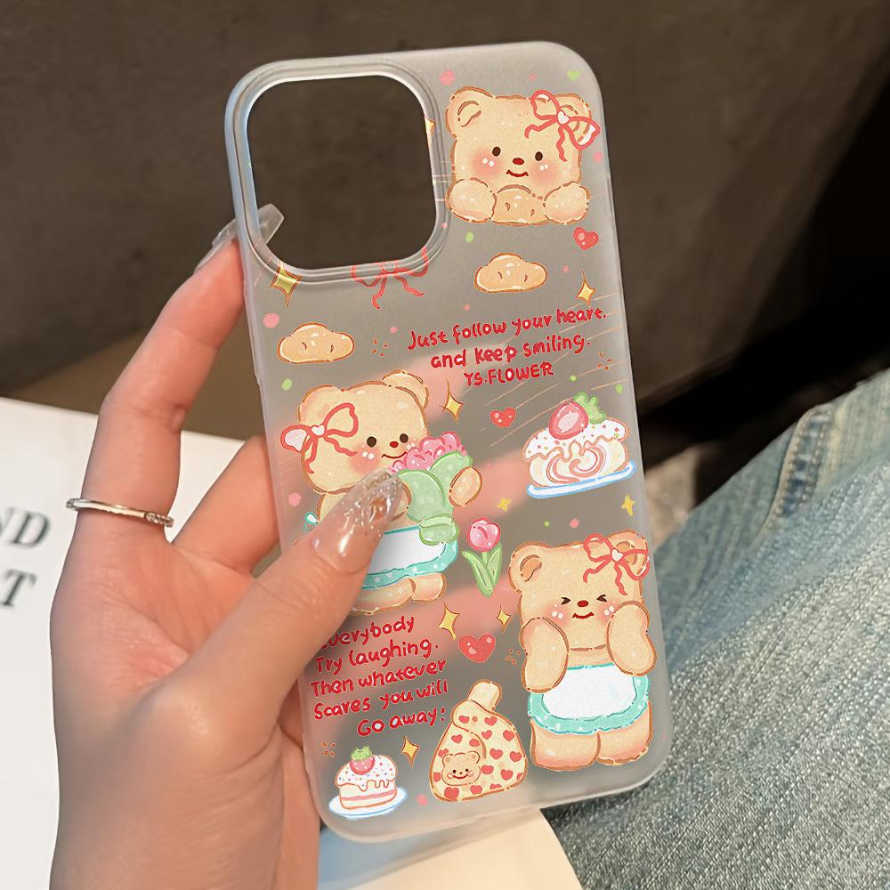 Mobile Phone Cases for iPhone 11 13 15 Pro Max 12 14 Pro Max Case iPhone 16 15 Plus 13 Pro 12 Frosted Texture Painted Cartoon Flowers