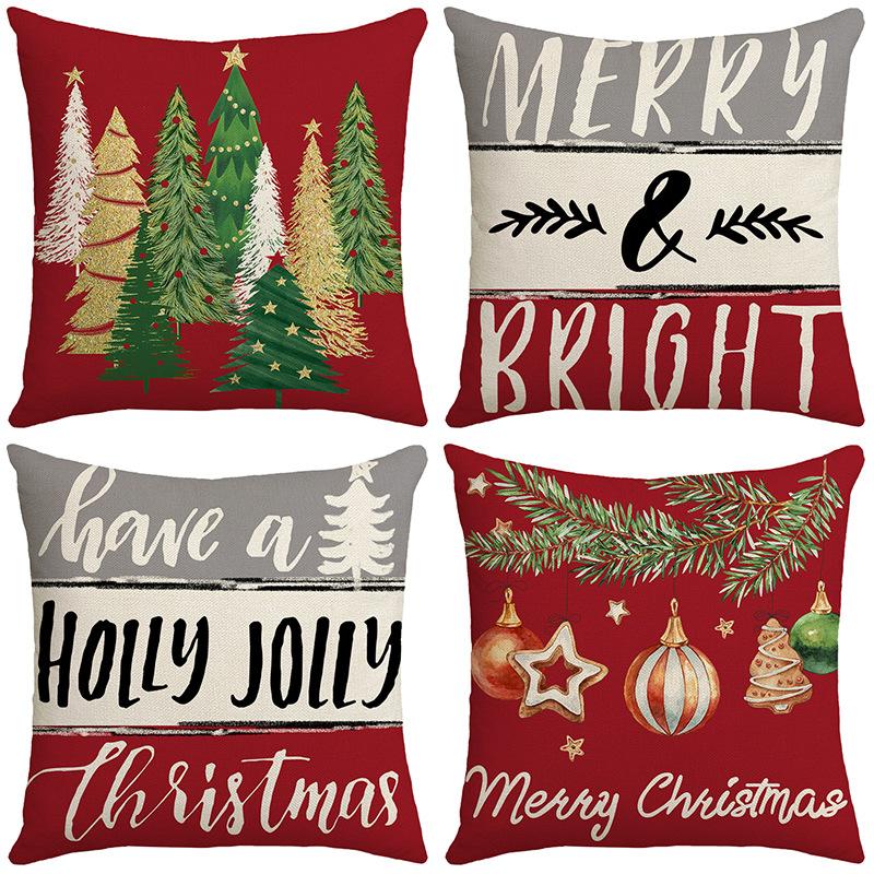 Christmas Festive Atmosphere Digital Letter Printing Christmas Tree Elements Home Leisure Bedroom Sofa Cushion