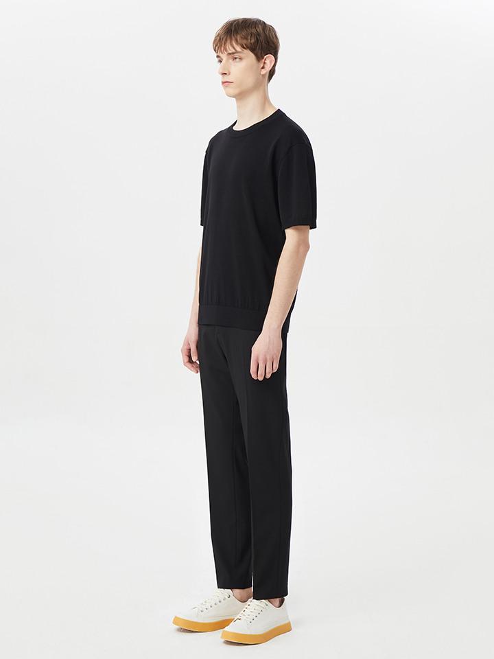 AND Z Men'S Machine Washable Round Neck Short Sleeve Knit_Ble2Er1501Bk