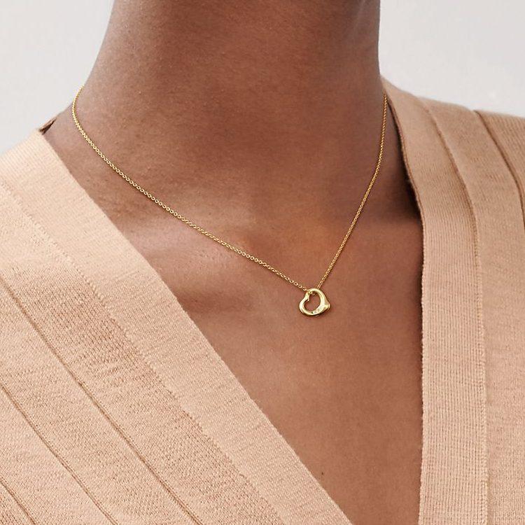 TIFFANY & CO. Elsa Peretti Diamond Setting 18K Gold Necklaces Women's Gold 68119227