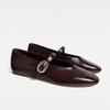 Rote Schnallen-Riemen Mary Janes Flats für Damen, PU-Leder Lässige Loafer Damenschuhe, Elegante flache Slippers für Frühling Herbst