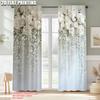 2pcs, Popular Curtains 2D print Elegant White Flowers Polyester Easy Install (without rod) Room Decor Perfect for Bedroom,