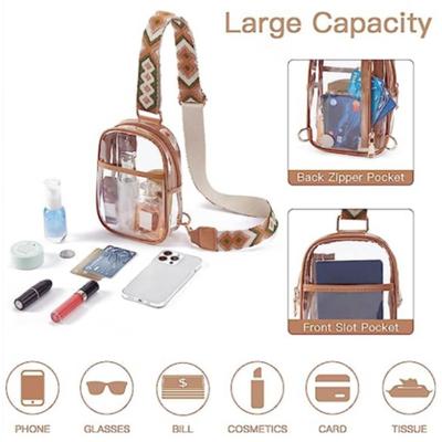 Clear Storage Bag with Adjustable Wide Strap Concert Crossbody Sling Bag Approved Sports Eco-friendly Shoulder Bag Stadium Event Bag for Concerts