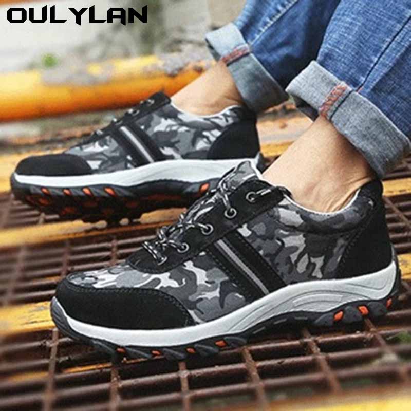 Oulylan Men Steel Toe Safety Shoes Proof Work Boots Breathable Comfortable Anti-smashing Anti-piercing Industrial Shoes Woman