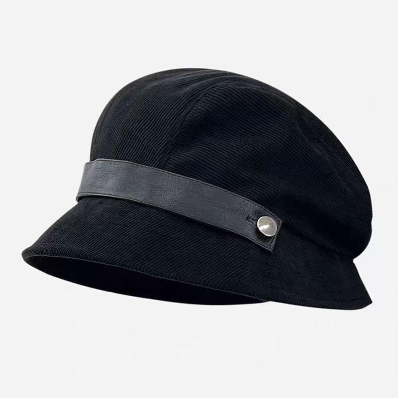 Pălărie Bucket din Catifea Cord pentru Femei Stil Coreean 2025 - Design Fisherman Toamnă/Iarnă