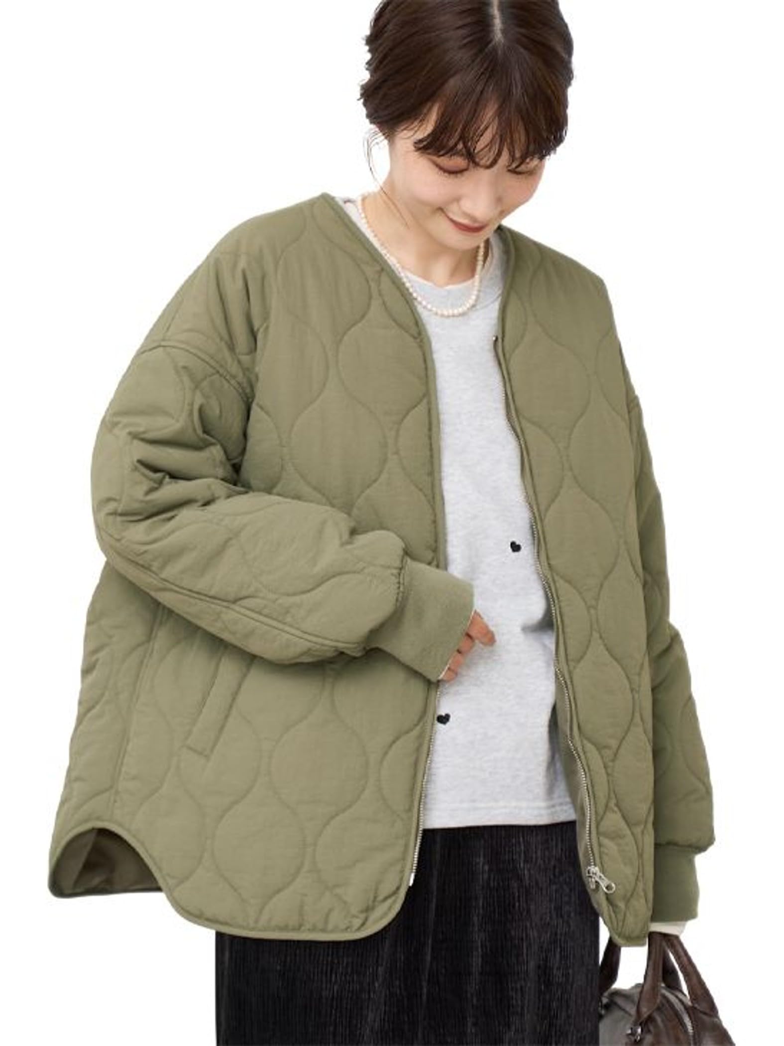 

Блузон стеганый водоотталкивающий без воротника Cohen, оверсайз, 76606000005 6750 ОЛИВКОВЫЙ (67) M