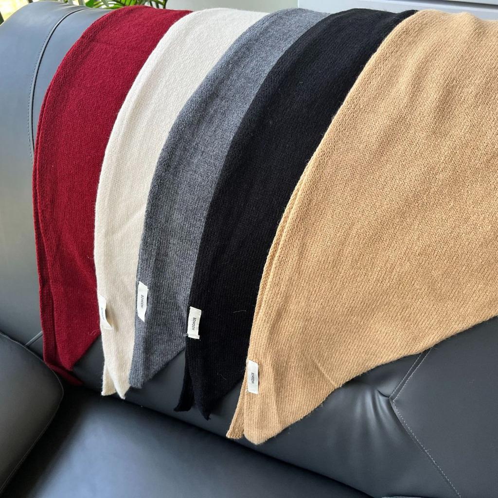 Korean Style Lazy Style Wool Triangle Scarf for Women Autumn and Winter Neck Protection Warm Scarf Solid Color Large Shawl Air Conditioned Room Shawl