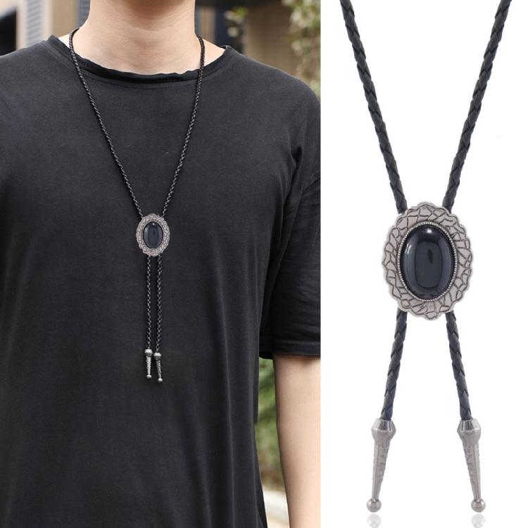 3 st Västerländsk Cowboy Vintage Blommig Sten Hänge Bolo-slips Flätad Läderrep Sladd Halsband Smycken Halsband