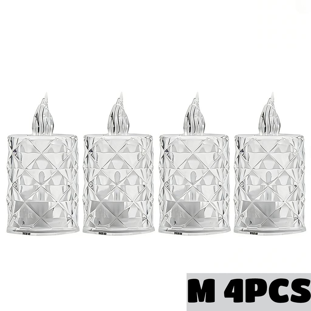 24PCS LED Flameless Candles Crystal Electronic Night Lamp for Date Party Valentine's Day Bedroom Wedding Christmas Decorations