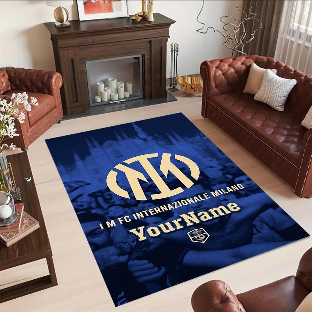 Inter Milan Personalized Name Carpet Perfect for Study room Game Room Dormitory Balcony Antislip Carpet Anime Office Decor