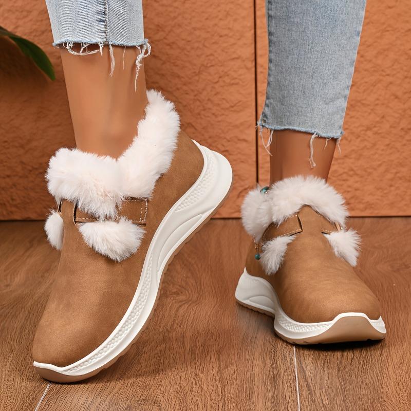 Women'S Slip-On Snow Boots Lightweight Warm Winter Shoes with Cushioned PVC Sole