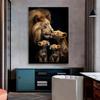 Large Lion Family Warm Wildlife Nature Lover Canvas Painting Poster Print Wall Art Room Home Living Room Wall Decor Art Unframed