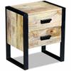 Side Table with 2 Drawers Mango Wood 43 x 33 x 51 cm