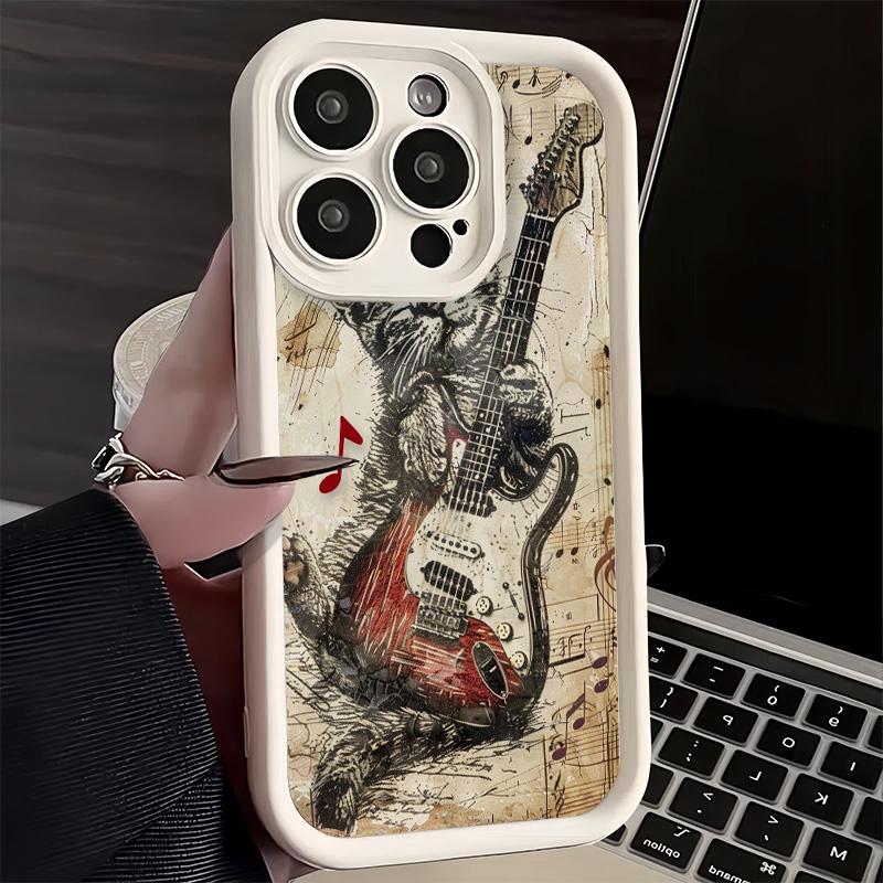 Phone Case for iPhone 17 Air 16E 15 16 Pro Max Guitar Retro Rock Music Cover 14 Plus 13 12 Mini Soft Shell Silicone Fundas