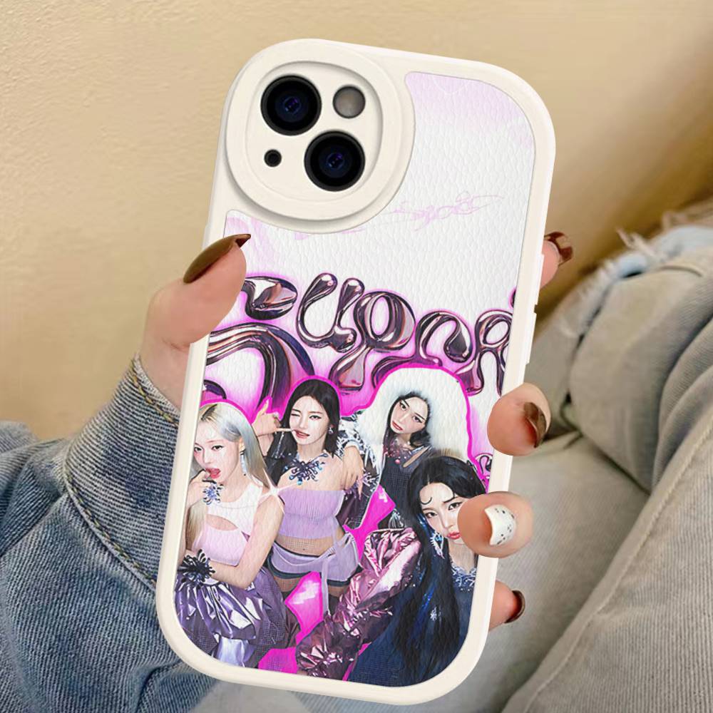 KPOP A-aespa Phone Case For IPhone 16 15 14 13 12 11 Pro Max Plus Soft Leather Cover