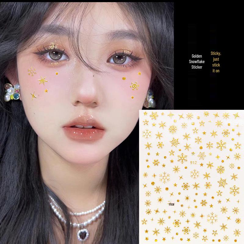 Świąteczne naklejki na twarz i paznokcie z płatkami śniegu: Zimowa Kraina Czarów Naklejki do Makijażu