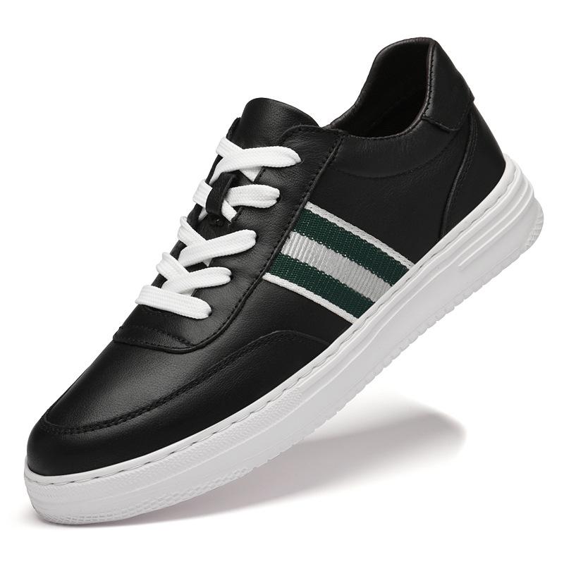 

Мужские туфли на шнуровке с круглым носком из коровьей кожи, дышащие повседневные кеды, студенческие, молодежные, белые, трендовые 45 чёрный