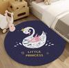 Deer Round Carpet Flowers Butterflies Snail Print Mat Whimsical Home Decor Anti-slip Rug for Living Room Bedroom Playroom
