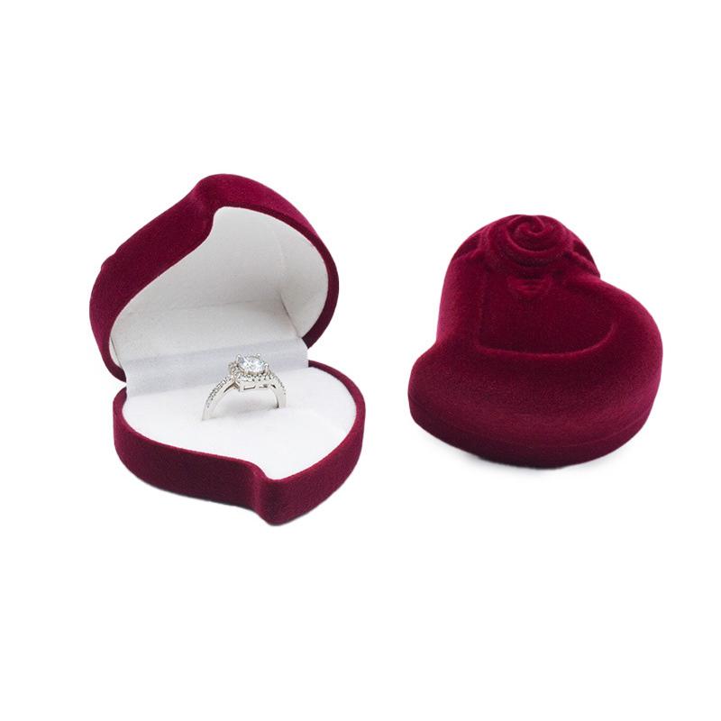 Luxury Heart-Shaped Wedding Ring Box Jewelry Display Storage Box Engagement Rose Flower Design Ring Box Couple Gifts Box