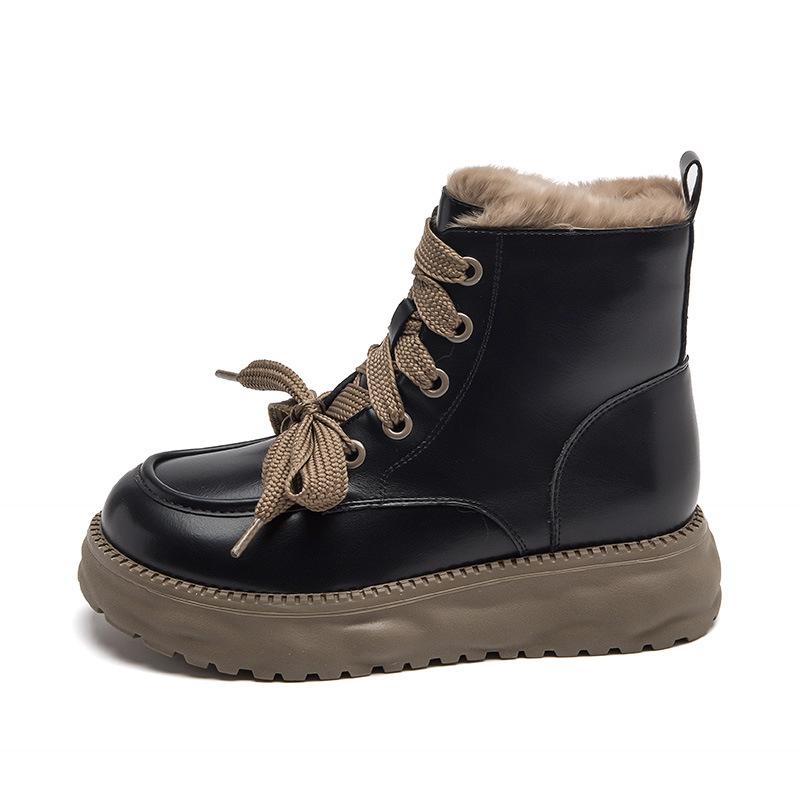 Martin boots autumn and winter new fleece thickened retro medium and short boots thick-soled snow cotton shoes