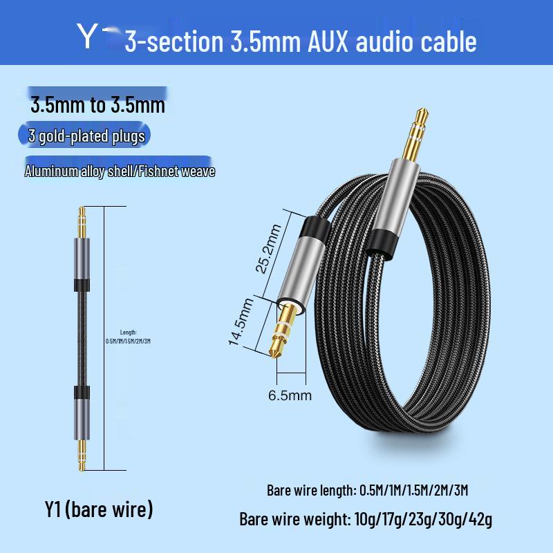 3m Braided Type-C to 3.5mm Car Audio Cable for Apple Devices