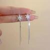 Yangchun Baixue Snowflake Tassel Earrings - No Piercing Ear Clip for Square/Round Faces