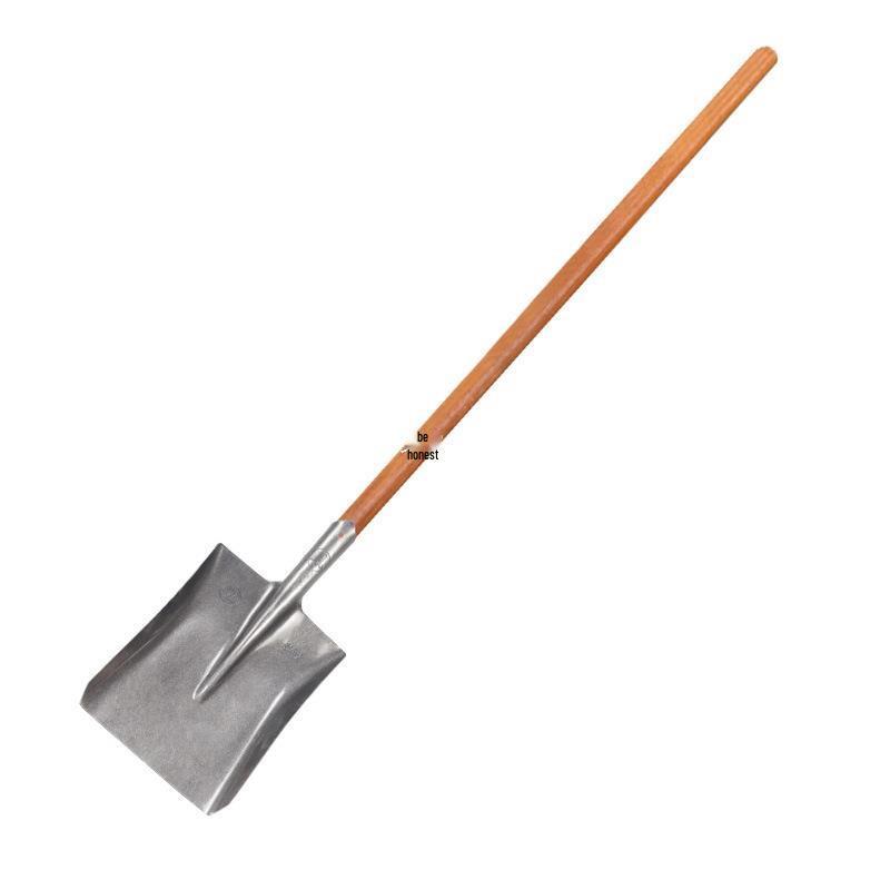 Iron Shovel with Manganese Steel Square Head & Wooden Handle, Natural Color, Large Size for Construction