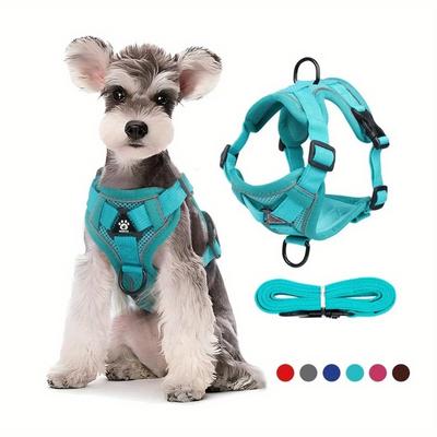 Hundegeschirr und Leine Set ohne Zug Verstellbare Haustiergeschirrweste für kleine Hunde Katzen Reflektierender Hundebrustgurt Leine zum Spazierengehen