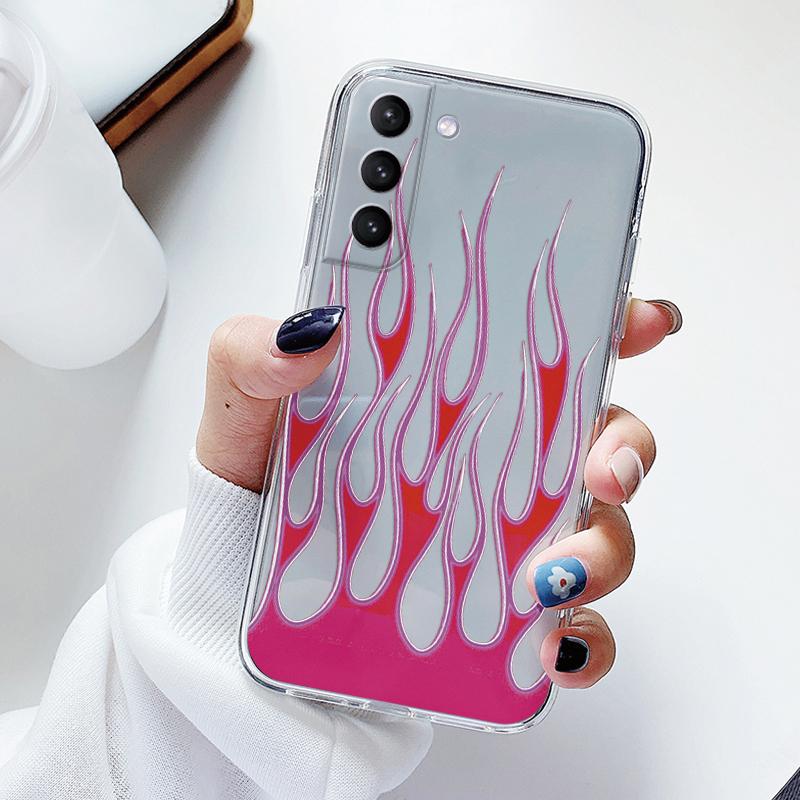 Transparent Case For Samsung Galaxy S23 S 23 Ultra S23 Plus Cover Cartoon Flowers Soft TPU Shockproof Funda For Samsung S24+ Bag