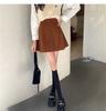 Women's Autumn Winter Latte-Coloured Corduroy Casual All-match Versatile Skirt Schoolgirl Style High-Waisted Slimming Pleated A-Line Short Skirt