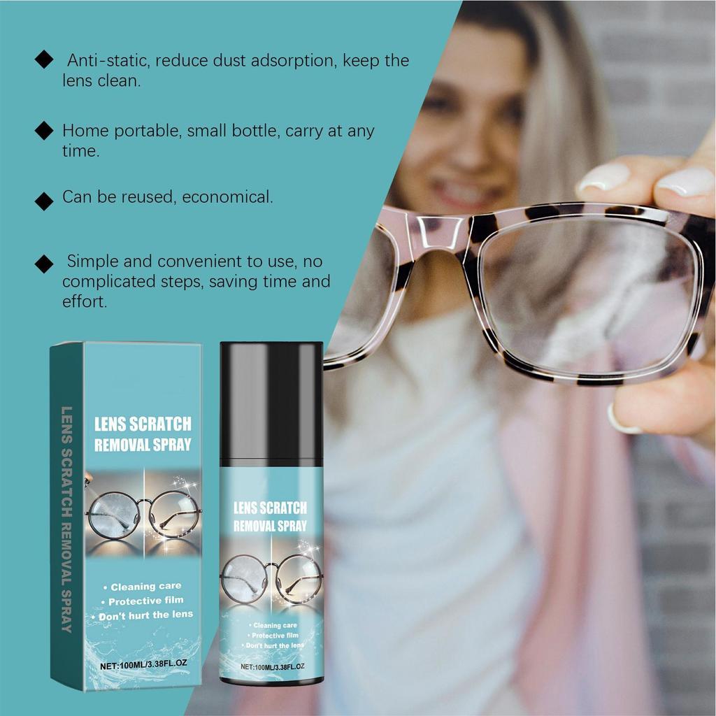100ml Lens Scratch Removal Spray Multipurpose Glasses Care Liquid Glasses Lens Cleaning Solution Windshield Glass Repair Liquid