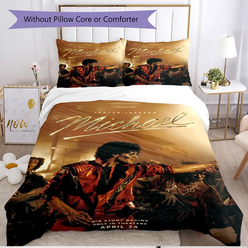 3pcs Duvet Cover Set (1*Duvet Cover + 2*Pillowcase, Without Core), Michael Jackson Print Soft All‑Season Bedding Set, Home Bedroom Decor Gift