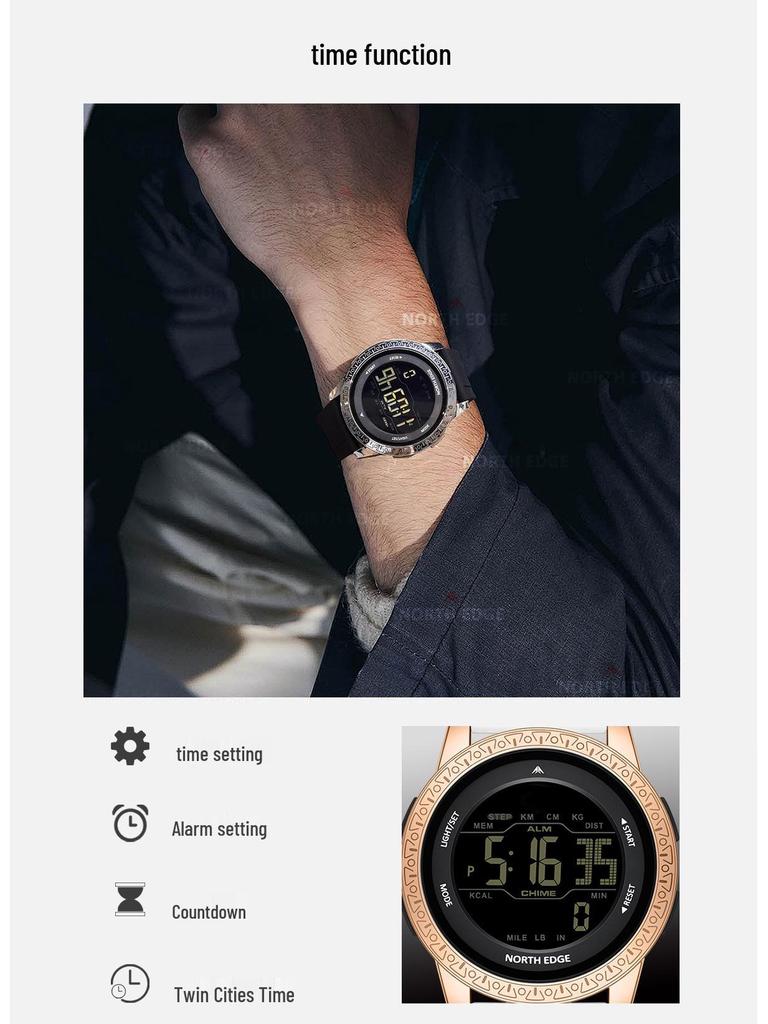 Lory Waterproof Shockproof Smart Pedometer Watch with Alarm and Straight Strap for Men and Women