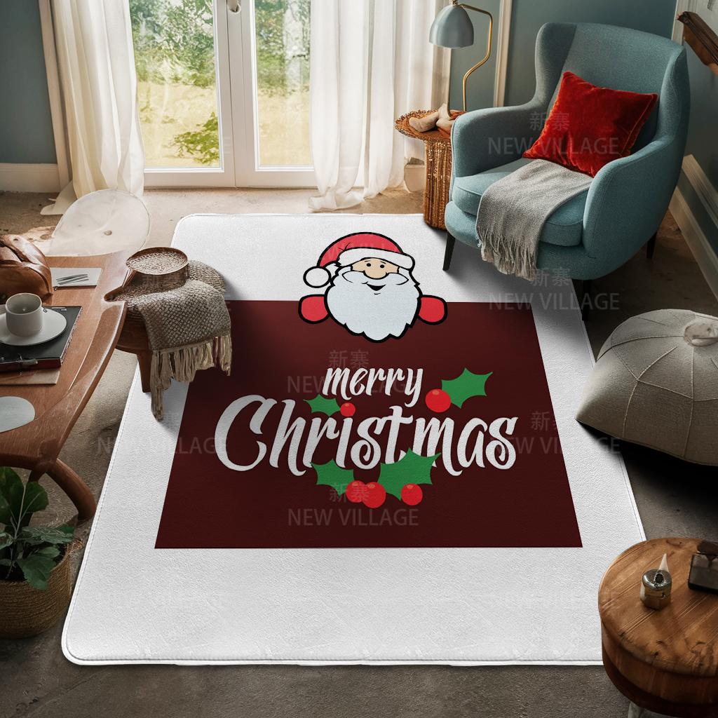 House Entrance Carpet Home Door Mat Living Room Bath Foot Bathroom Non-slip Water Absorption Rugs Bath Merry Christmas Winter