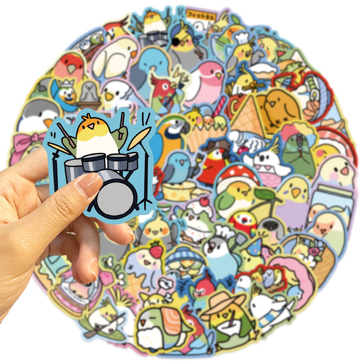 

70 Cartoon Colored Parrot Graffiti Stickers Decorate Guitar Notebook Suitcase DIY Waterproof