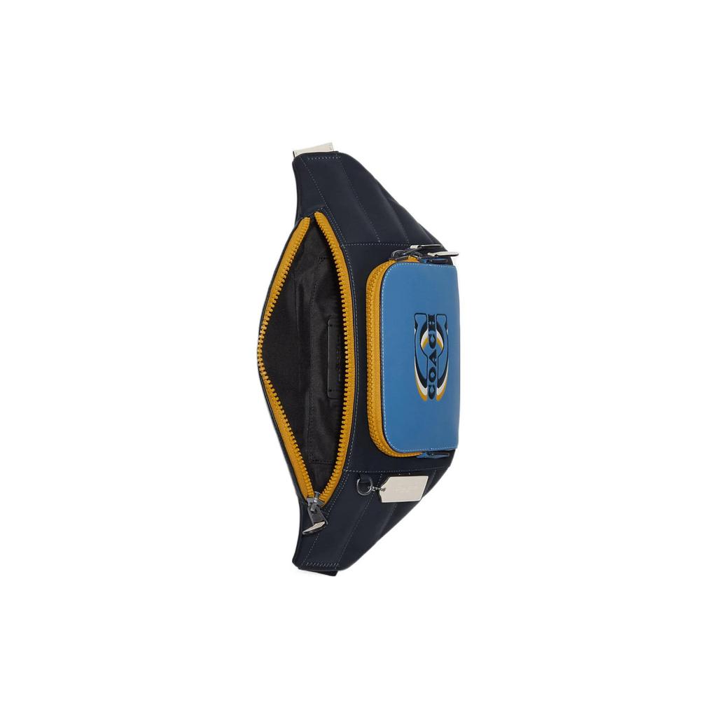 Coach 41 Quilted Logo Print Zipper Closure Smooth Calfskin Shoulder Crossbody Bag Waist Bag Large Women bags Blue Midnight-Blue CE552-QBV1V