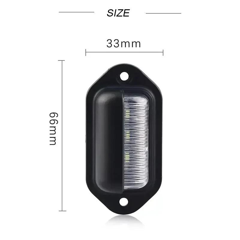6 LED Car License Number Plate Lights Waterproof 12-24V Universal Truck RV Trailer Tail License Plate White Side Lamp Bulbs