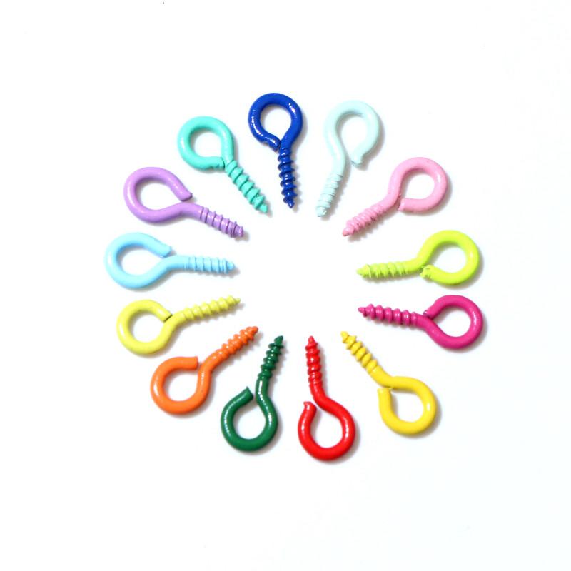 200Pcs/lot 8*4mm Colorful Small Tiny Mini Eye Pins Eyepins Hooks Eyelets Screw For DIY Jewelry Making Supplies Accessories